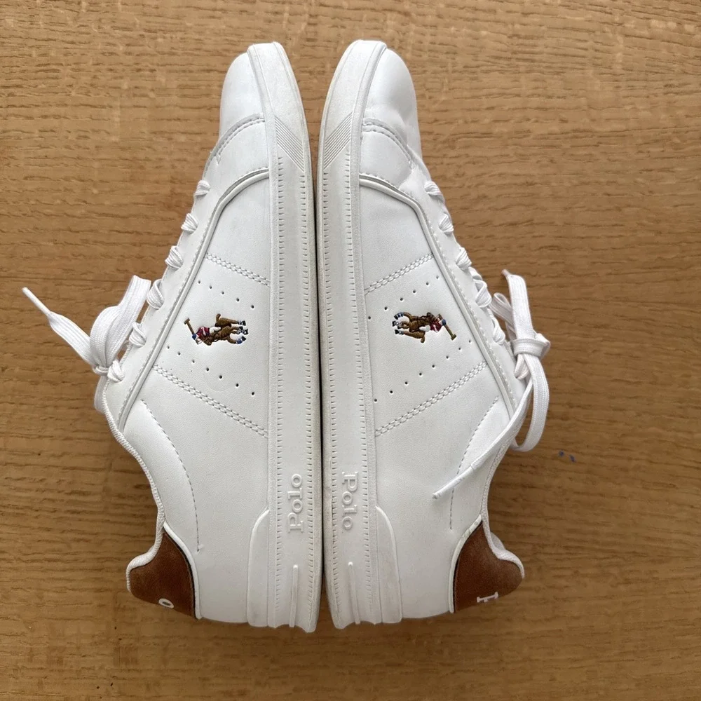 Polo Ralph Lauren Heritage Court II Shoes Mens Size 6.5 White Leather Tennis